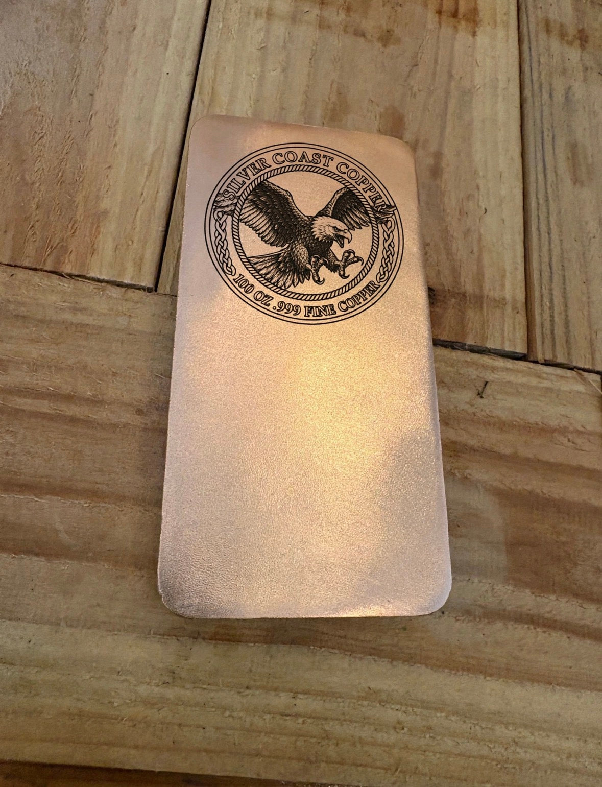 100 Oz .999 Fine Copper Bar - Eagle Engraved Satin Finish