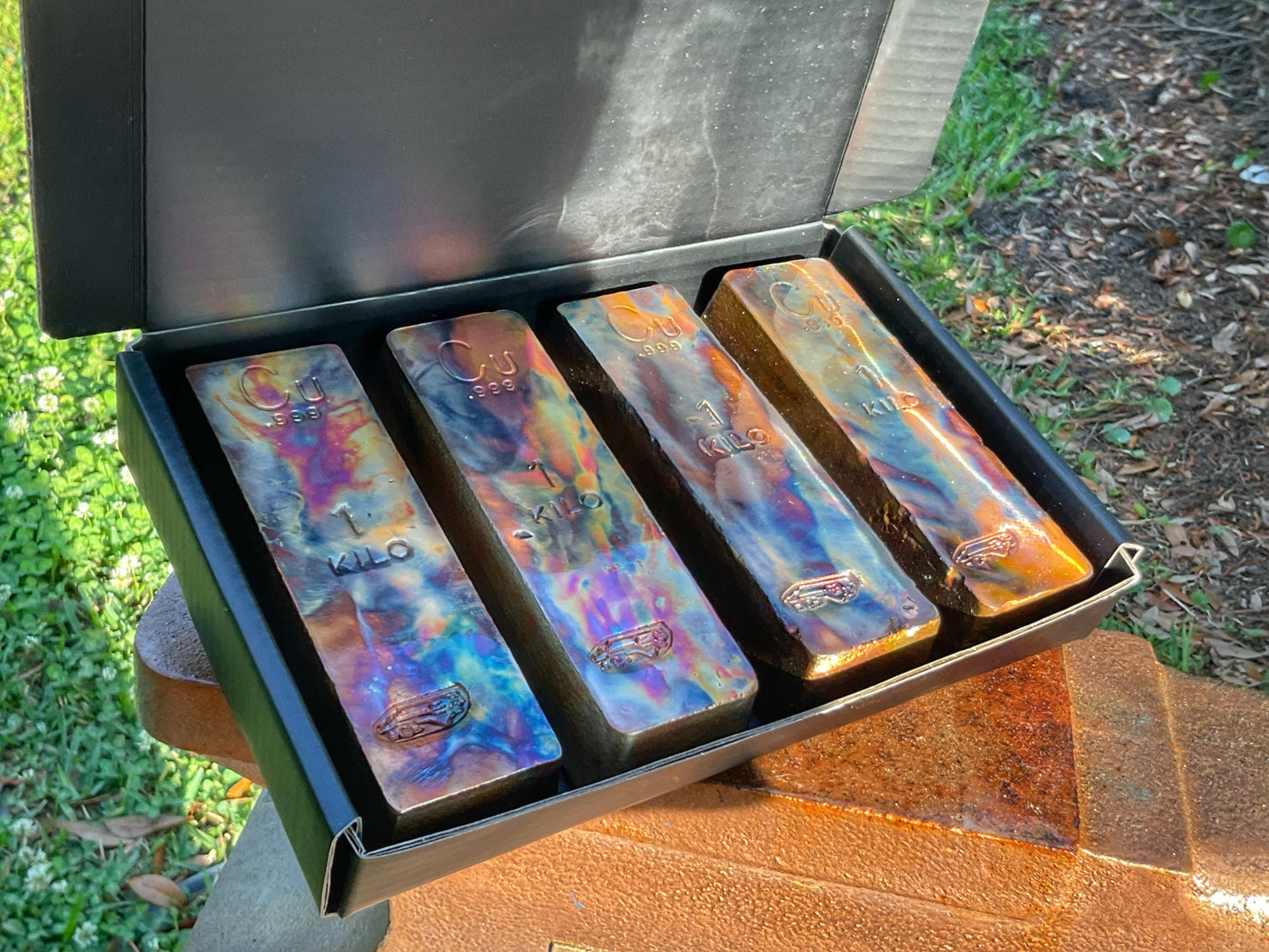 4-Pack Heat Painted Kilo Box - .999 Fine Copper Art Bullion