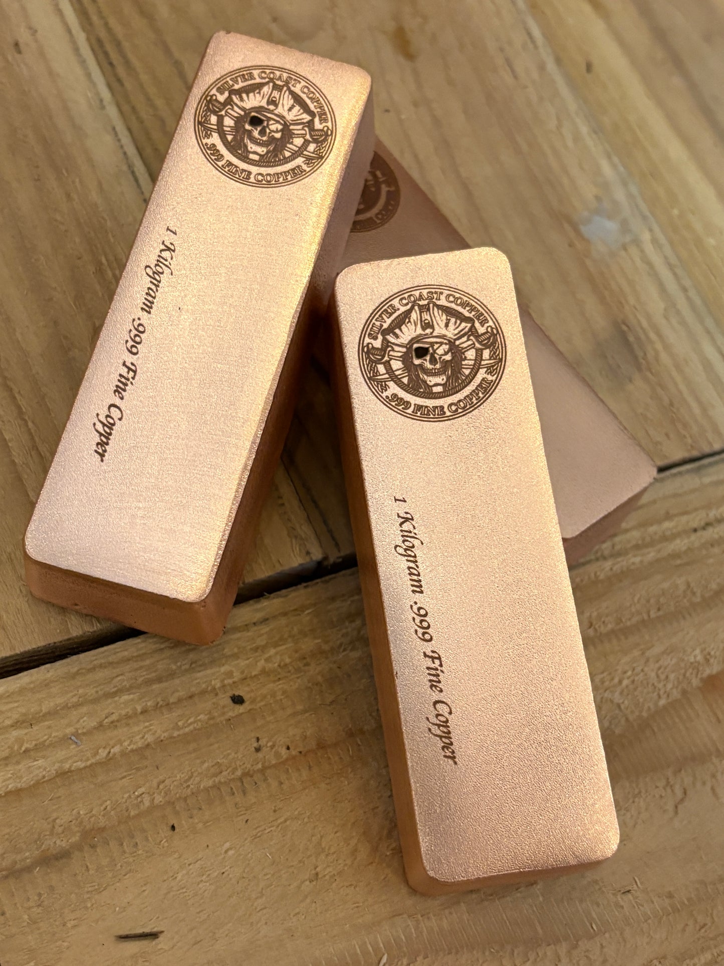 1 Kilogram .999 Copper Bar - Pirate logo Satin Finish