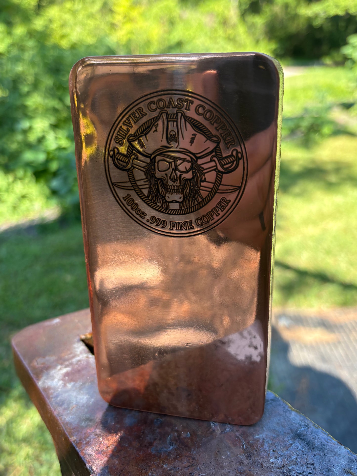 100oz .999 Fine Copper: Engraved Pirate Hi Polish Face