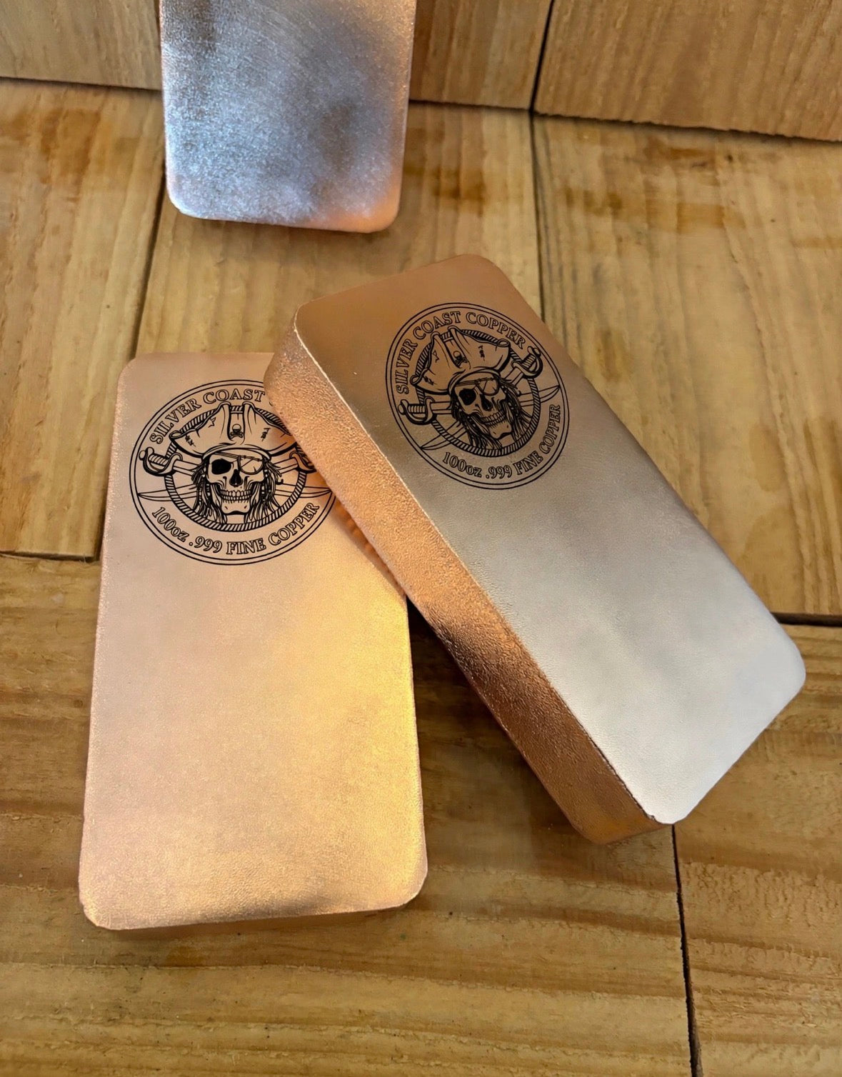 100 Oz .999 Fine Copper Bar - Pirate Engraved Satin Finish