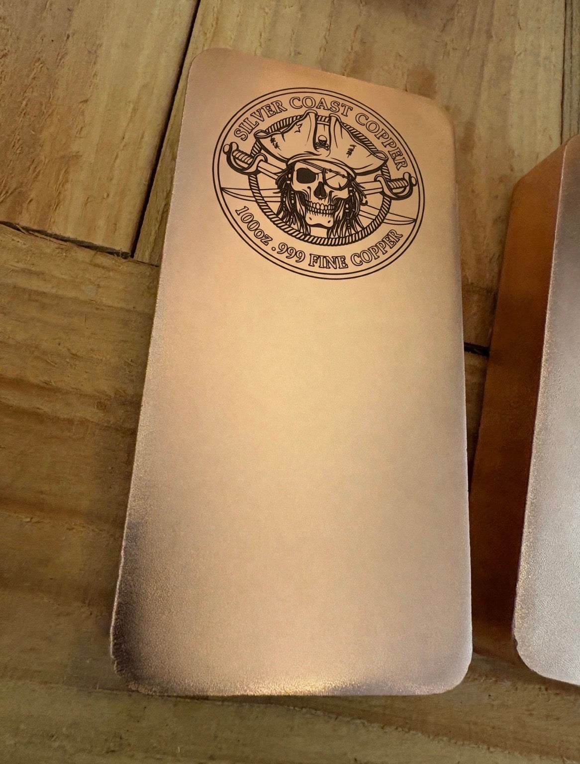 100 Oz .999 Fine Copper Bar - Pirate Engraved Satin Finish