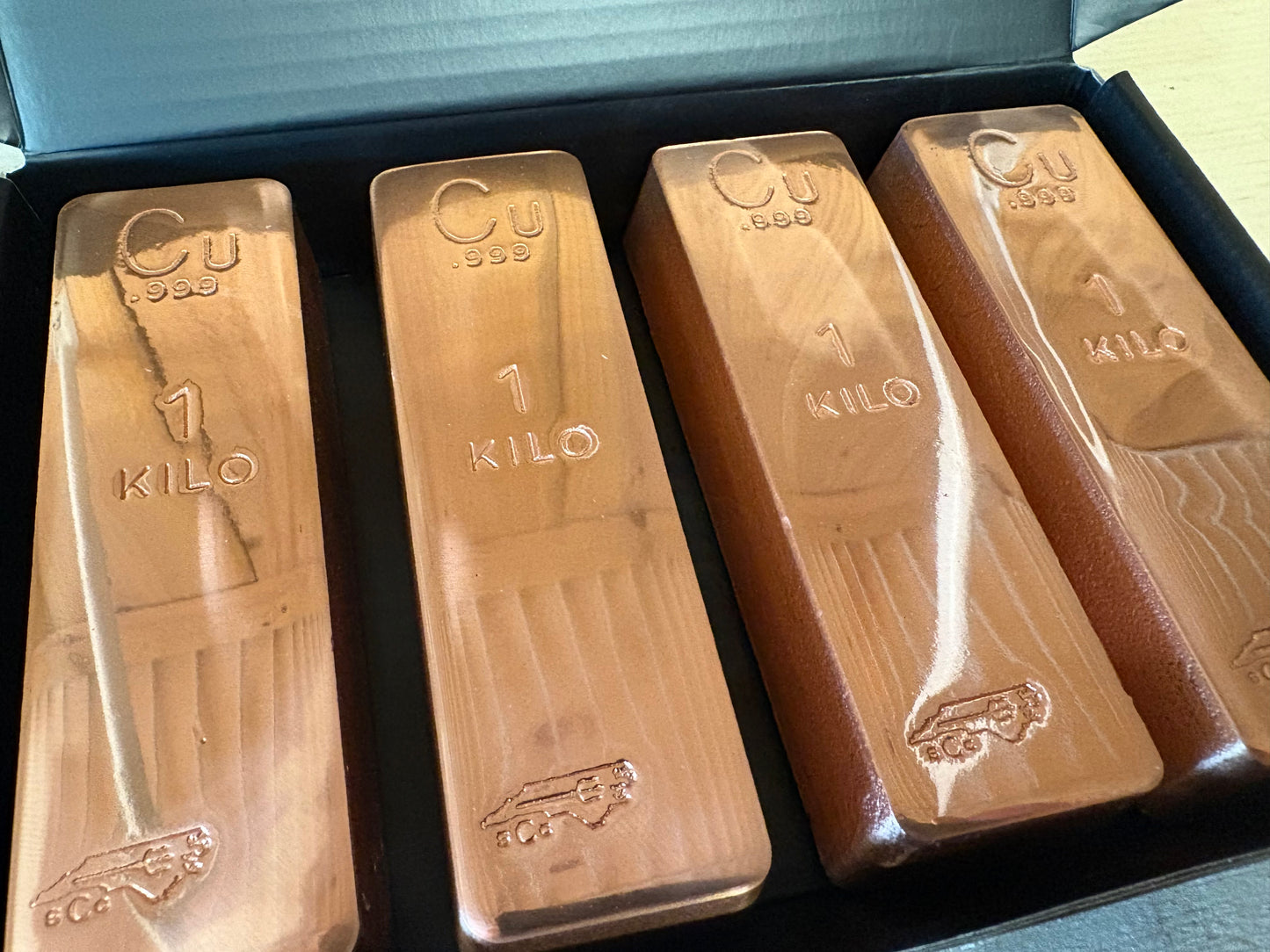 4-Pack Kilo Box - .999 Fine Copper Bars | Hi Polish Face