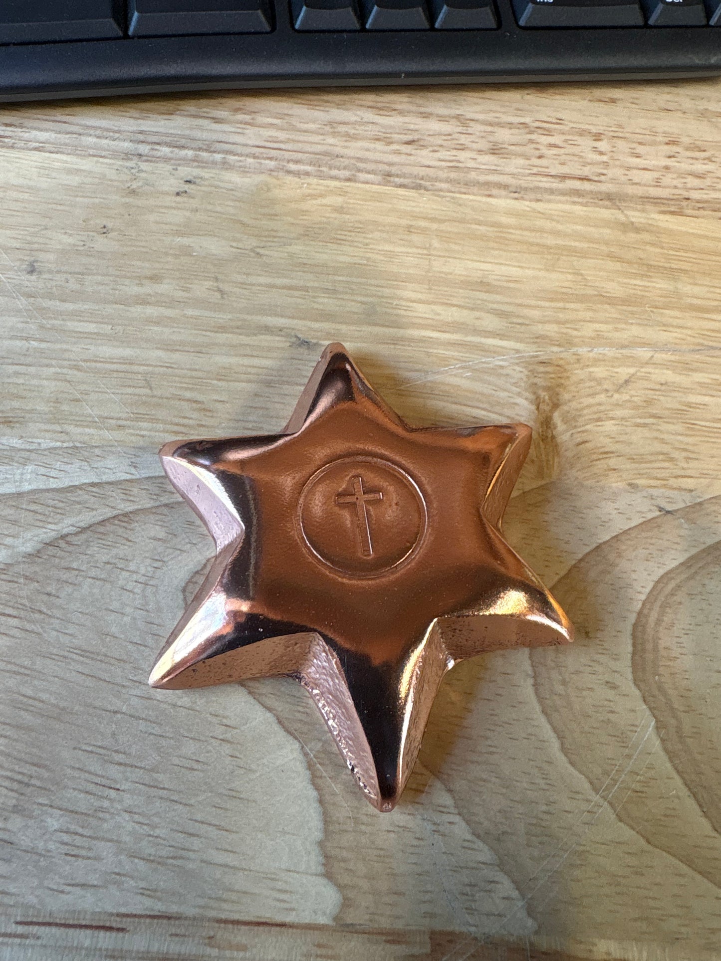 Medium .999 Copper High Polish Star with Cross