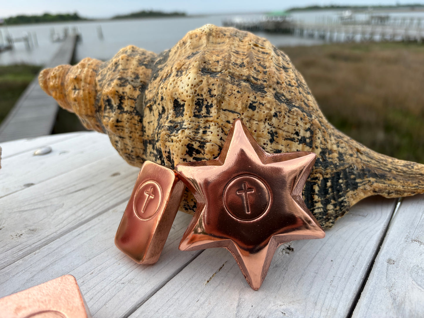 Medium .999 Copper High Polish Star with Cross
