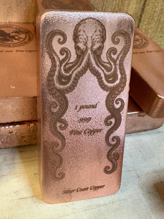 1 Pound Kraken .999 copper bar