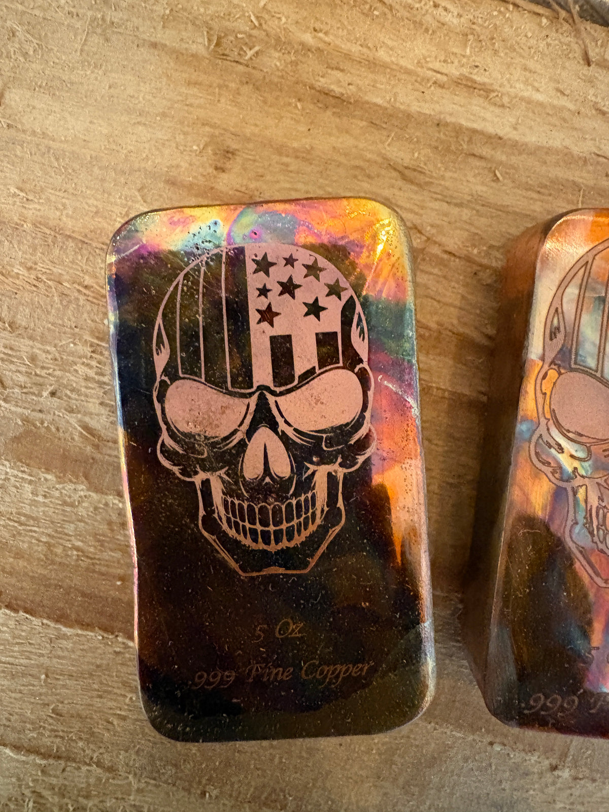 5oz Flame Painted Flagged Skull