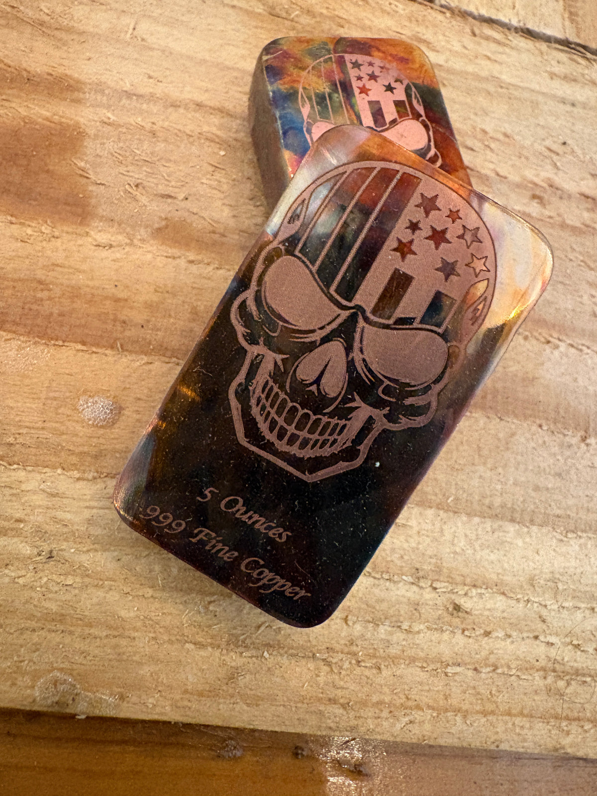 5oz Flame Painted Flagged Skull