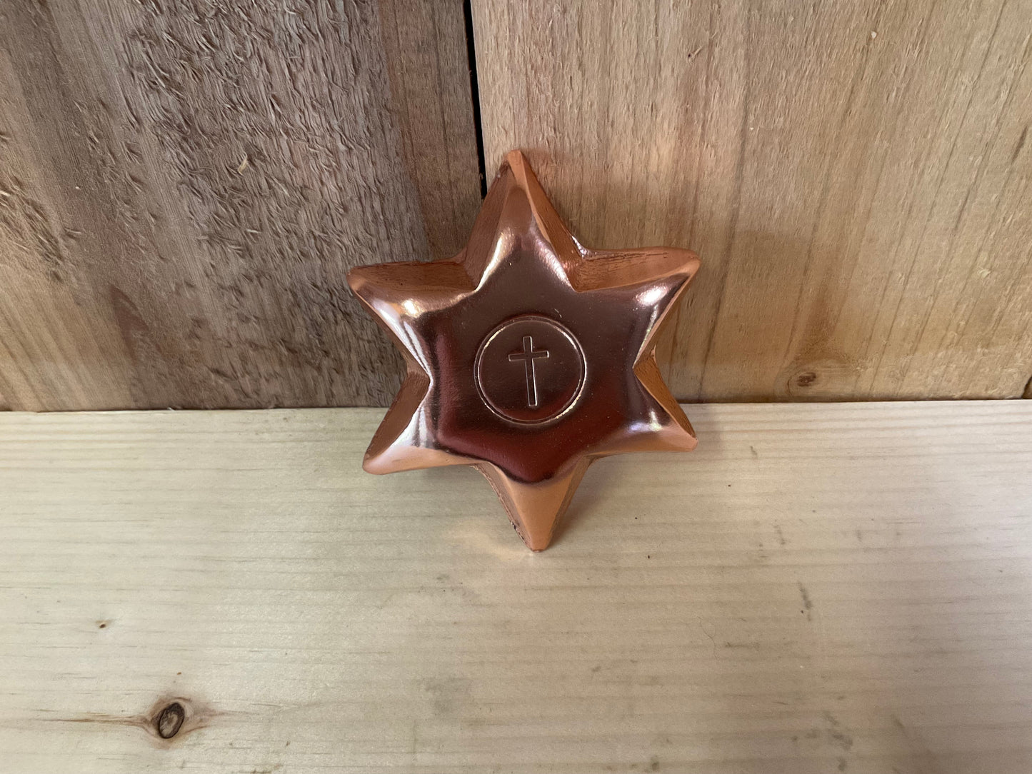 Medium .999 Copper High Polish Star with Cross