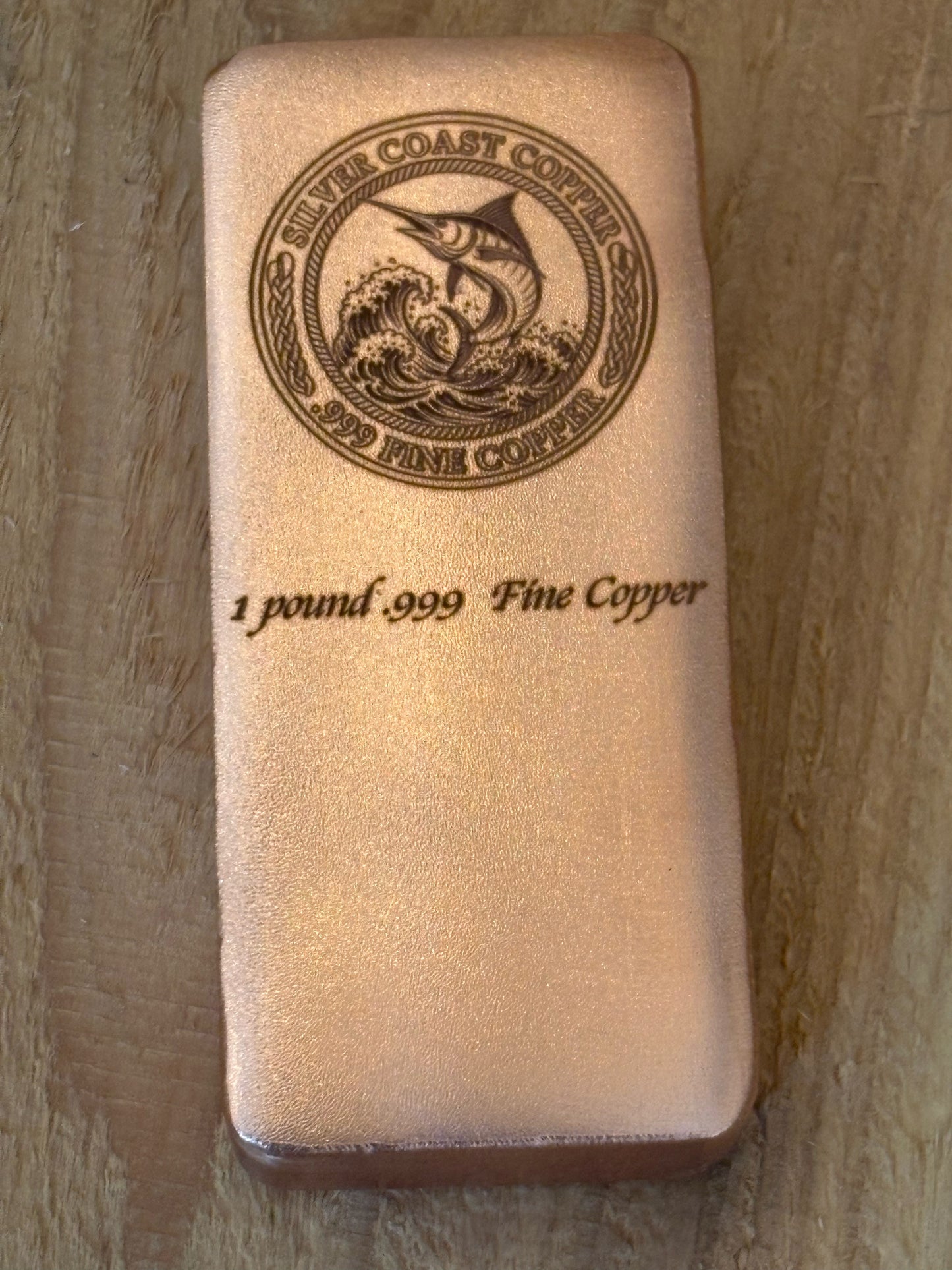 1 Pound .999 copper bar : Marlin Logo